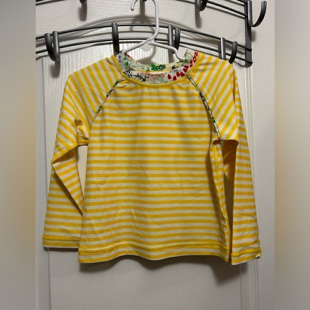 Hanna Anderson Girls Long Sleeve Swim Top Rash Guard Stripe UVA Sz 100cm/ 4